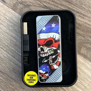 Electronic Flameless Lighter USB Rechargeable Windproof Patriotic Skull Head